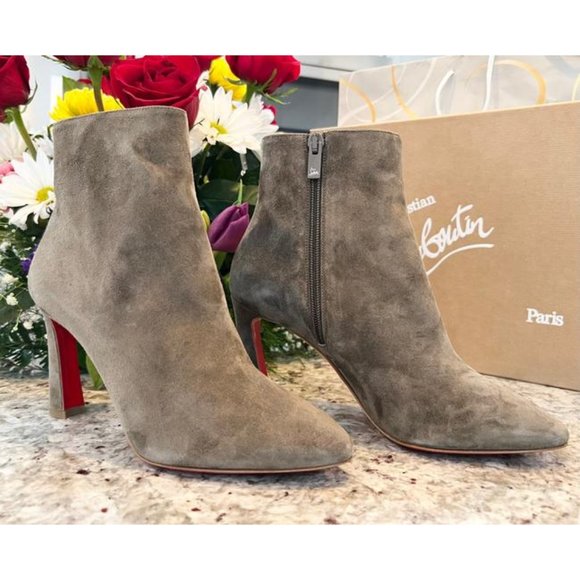 Christian Louboutin So Eleonor Velour Ankle Boots in Silex Gray EU:37.5/US:7.5 - Picture 11 of 12